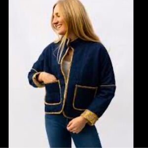 Adorn Quilted Denim Jacket Floral Lined S/M